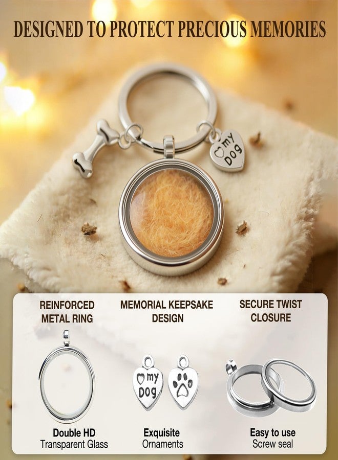 Dog Hair Memorial Keychain, Stainless Steel Pet Fur Keepsake Locket - Image 5