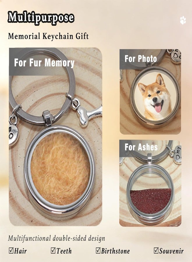 Dog Hair Memorial Keychain, Stainless Steel Pet Fur Keepsake Locket - Image 3
