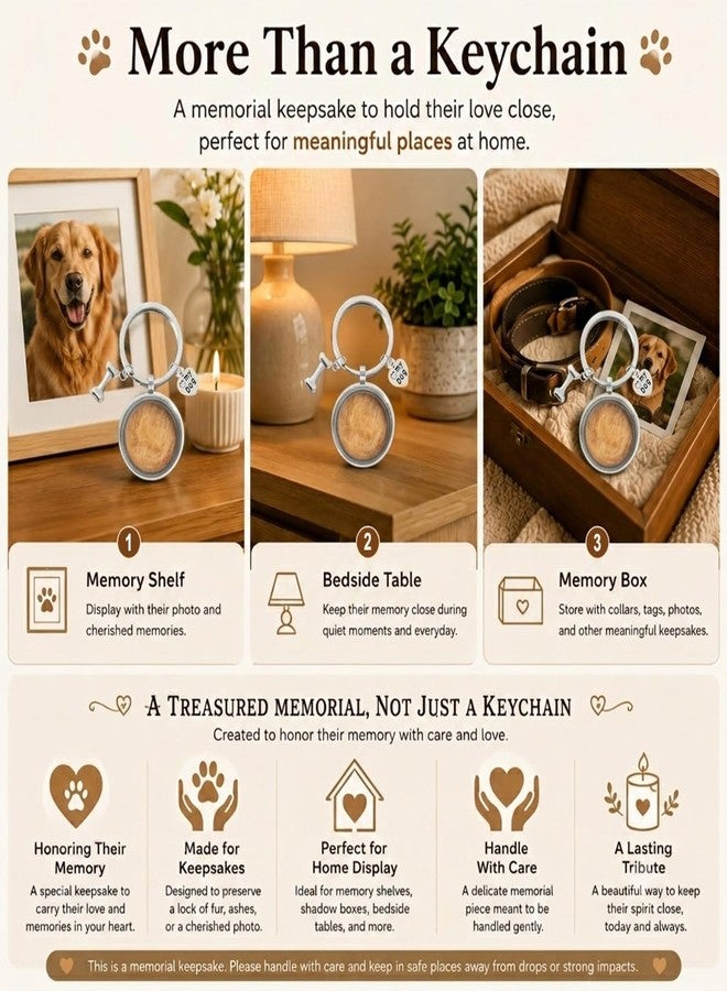 Dog Hair Memorial Keychain, Stainless Steel Pet Fur Keepsake Locket - Image 2