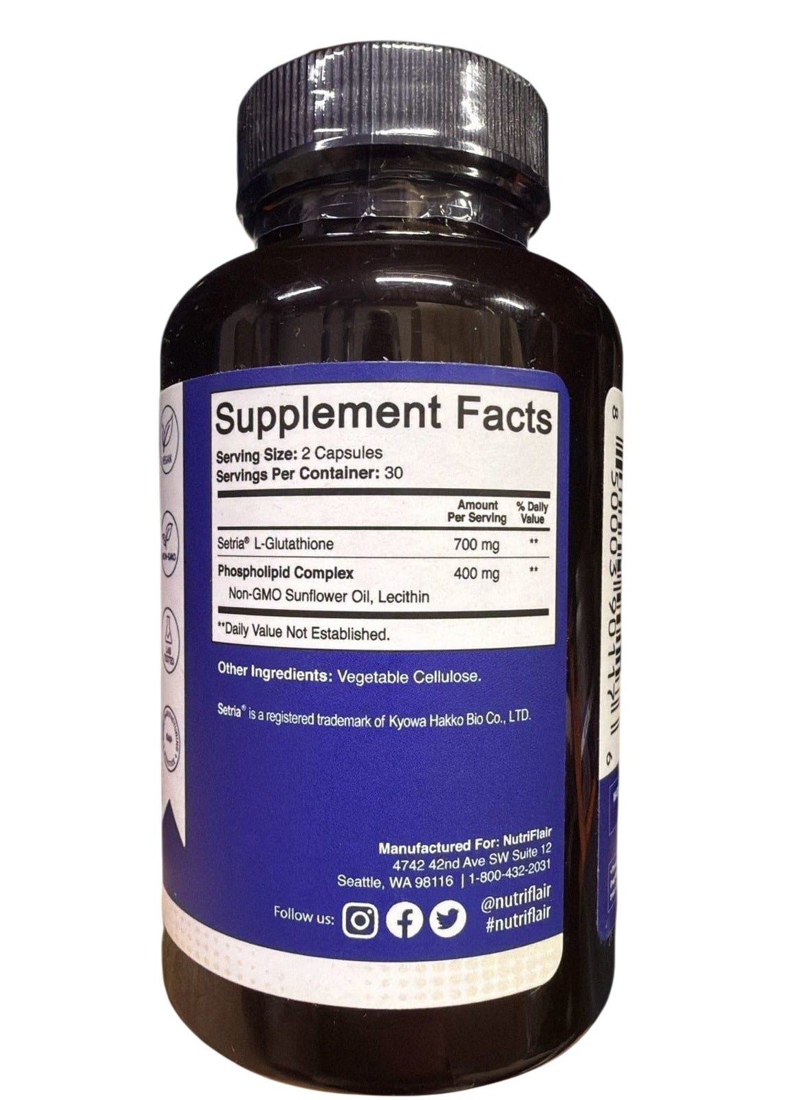 NutriFlair Liposomal Glutathione Setria® 700mg - 60 Vegetable Capsules | Best Price UAE