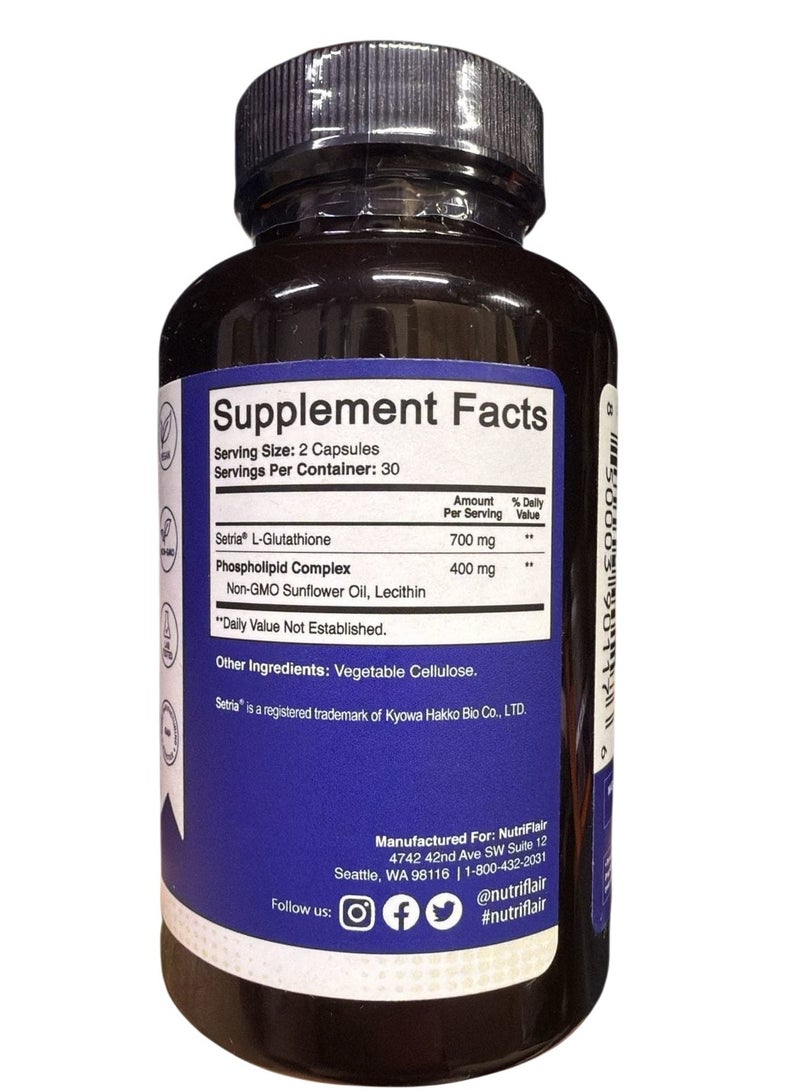 NutriFlair Liposomal Glutathione Setria® 700mg - 60 Vegetable Capsules - Image 2