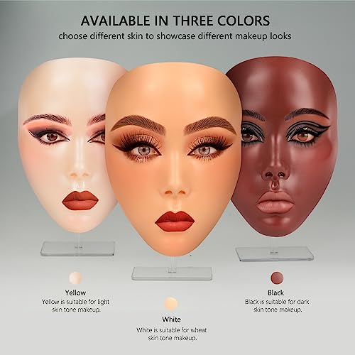 Laokiiy Makeup Practice Face, Makeup Mannequin Face with Makeup Practice Face Board, 5D Silicone Full Face Practice Eyelash Eye Shadow, for Emerging Makeup Artist, Beginners, Girl's Gift (White) - Image 3