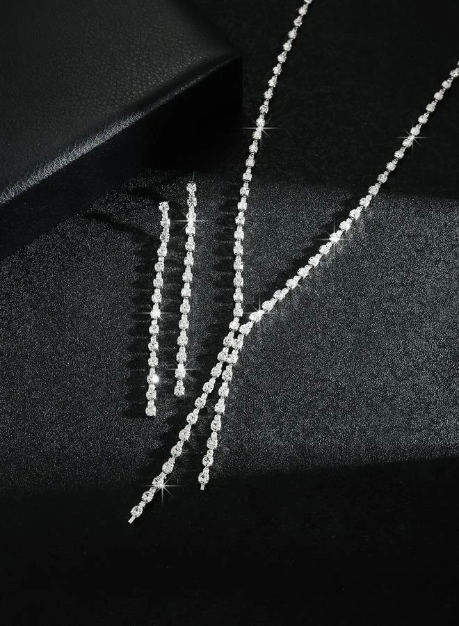 Take Two  Rhinestone Tassel Necklace and Earrings Set for Women | Best Price UAE