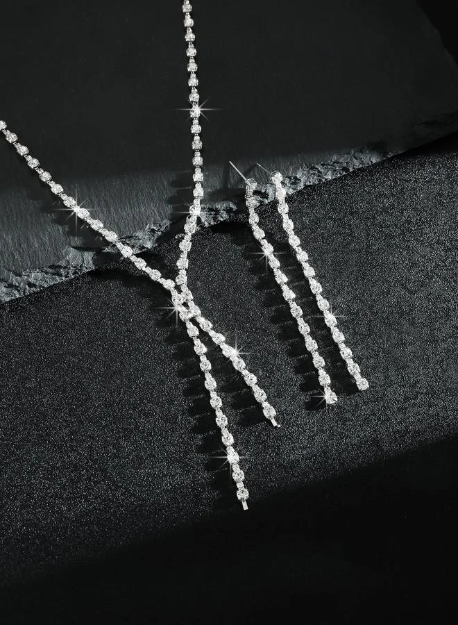 Take Two  Rhinestone Tassel Necklace and Earrings Set for Women | Best Price UAE