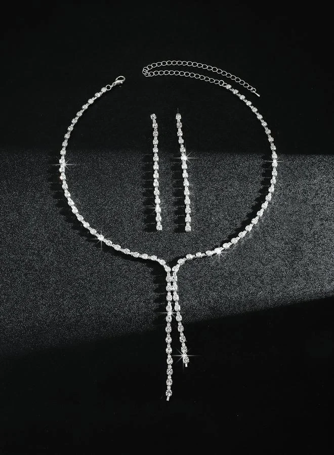 تايك تو مجموعة من قلادة وأقراط بشراشيب وأحجار الراين