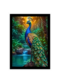 DivaFrames DivaFrames Peacock Painting for Wall Vastu Stylish Peacock Artwork for Home Office Decoration Premium Wooden Framed Wall Hanging Best Gift for Festivals 10 x 13 Inch 