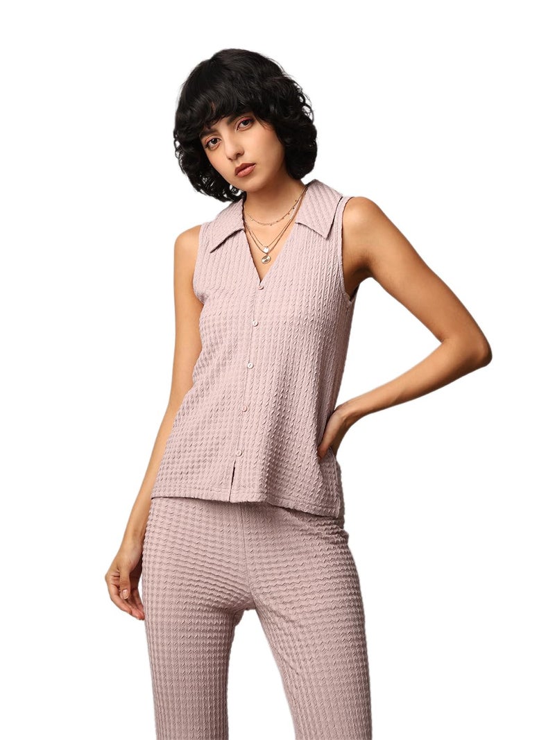 ONLY Women Textured Regular Fit Casual Lavender Vest Top - Image 1