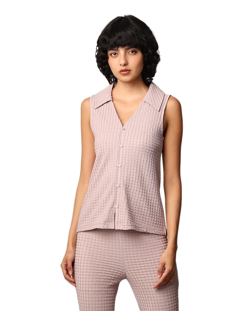 ONLY Women Textured Regular Fit Casual Lavender Vest Top - Image 4