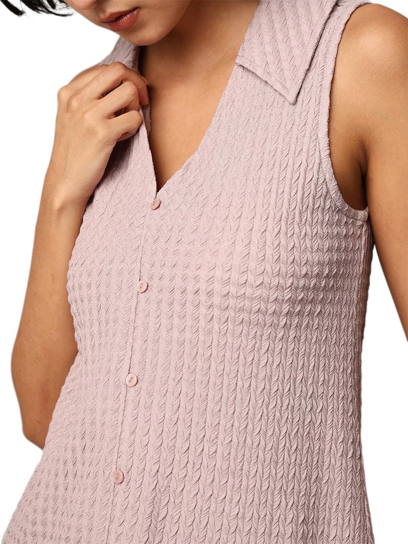 ONLY Women Textured Regular Fit Casual Lavender Vest Top - Image 5