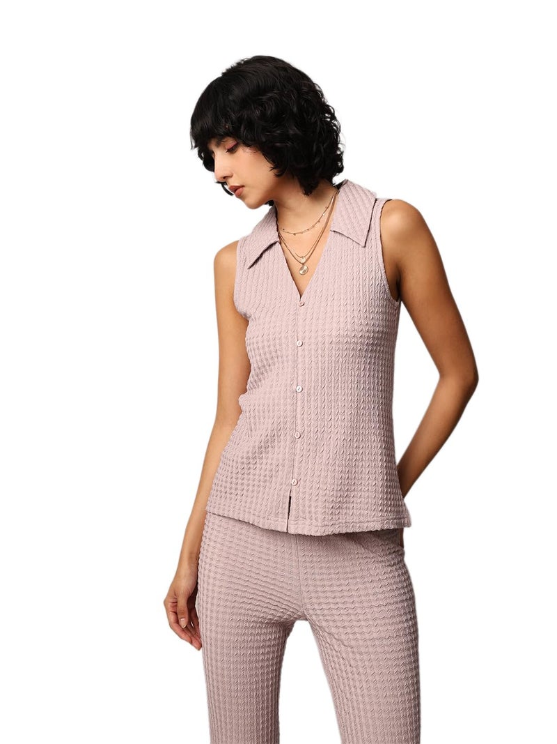 ONLY Women Textured Regular Fit Casual Lavender Vest Top - Image 2