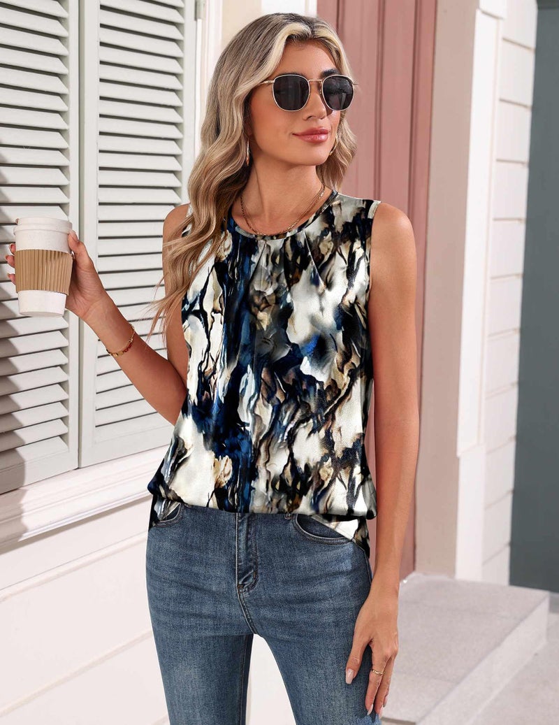 Zeagoo Women's Silk Satin Tank Tops Scoop Neck Ruched Casual Camisoles Sleeveless Business Work Blouses Summer Shirts - Image 5
