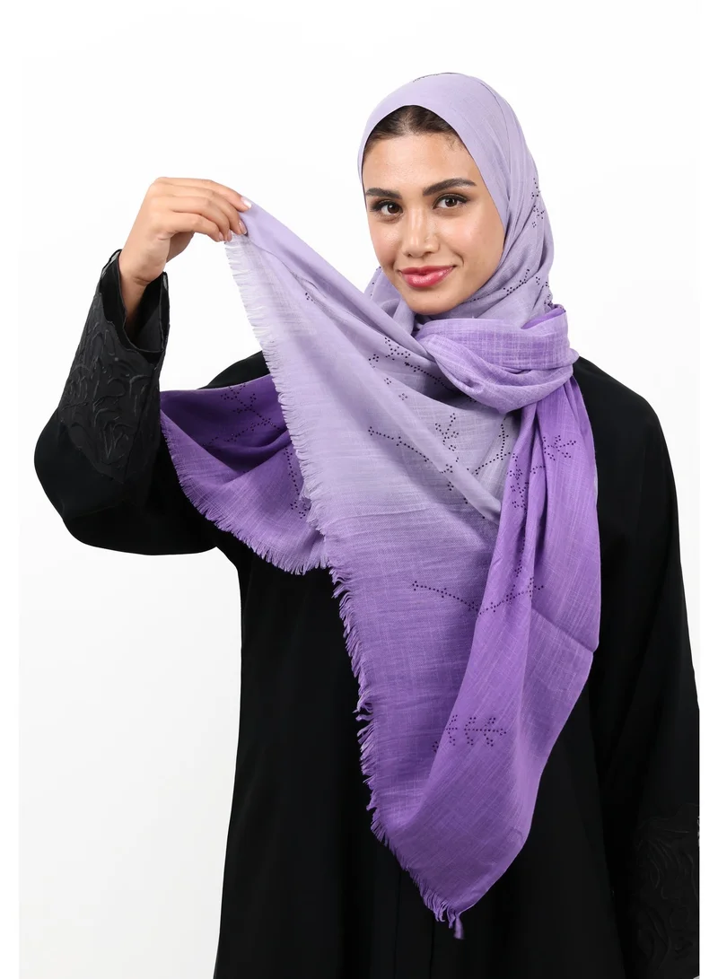 Jameela Premium Embellished Slub Cotton Scarf with Vine Crystal Strass (Lavender Purple)