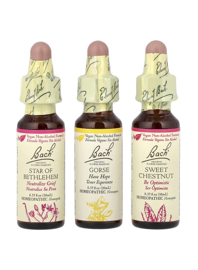 Bach باخ، مجموعة العلاجات الزهرية الأصلية، مجموعة الراحة، الأمل والفرح، 3 قطارات، 0.35 أونصة سائلة (10 مل) لكل منها - Image 1