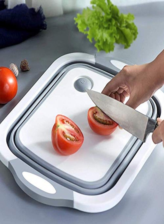 DARKZONE Collapsible Cutting Board with Colander - Foldable Multi-Function Kitchen Plastic Silicone Dish Tub - Washing and Draining Veggies Fruits Food Grade Sink Storage Basket - Image 3