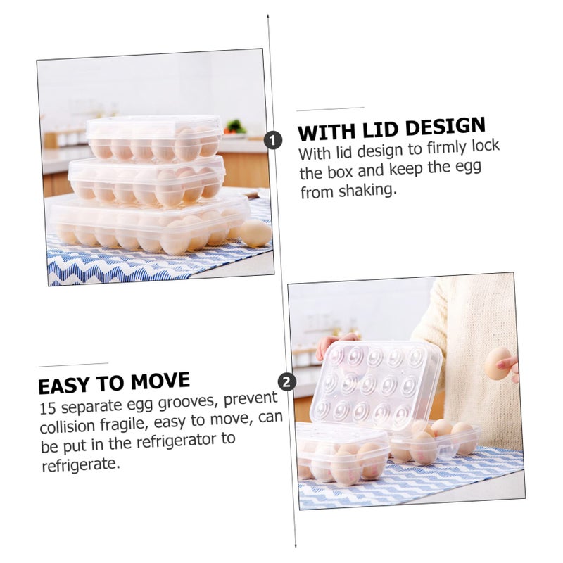 2 Pcs Egg Holder Tray With Lid Rolling Storage Box For Refrigerator Stackable - Image 4