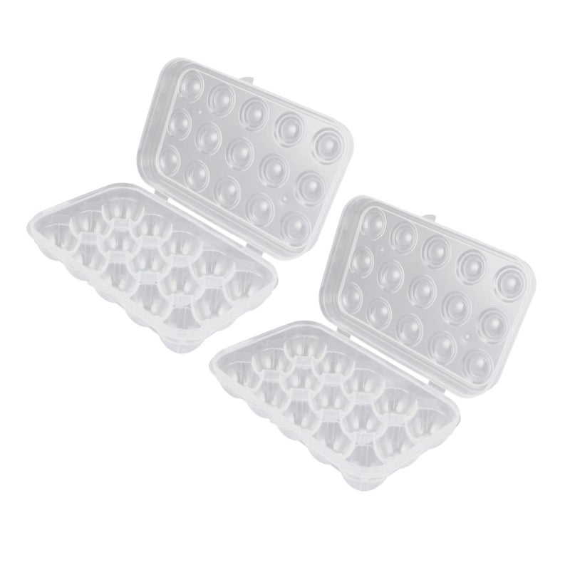 2 Pcs Egg Holder Tray With Lid Rolling Storage Box For Refrigerator Stackable - Image 2