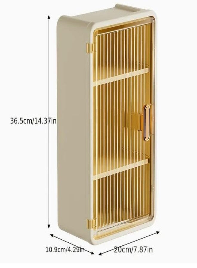 NISHIV Plastic Bathroom Storage Organizer with Transparent Window & Waterproof Lid Multi-Compartment Container for Tissues Toiletries 3-Tier Space-Saving Polished Finish for Home & Bathroom 1 Pcs - Image 2