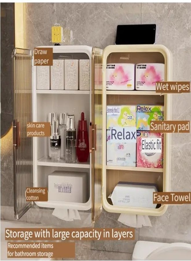 NISHIV Plastic Bathroom Storage Organizer with Transparent Window & Waterproof Lid Multi-Compartment Container for Tissues Toiletries 3-Tier Space-Saving Polished Finish for Home & Bathroom 1 Pcs - Image 5