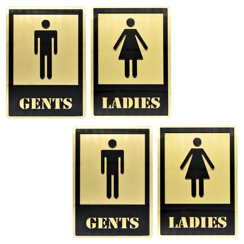 BUZZ COOL Acrylic Gold Gents Ladies Toilet Sign Board Stickers | Self Adhesive Restroom Signage for Glass, Wooden Door | Ladies and Gents Signage Sticker for Offices Hospitals Mall and more - Image 5