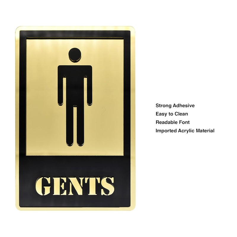 BUZZ COOL Acrylic Gold Gents Ladies Toilet Sign Board Stickers | Self Adhesive Restroom Signage for Glass, Wooden Door | Ladies and Gents Signage Sticker for Offices Hospitals Mall and more - Image 3