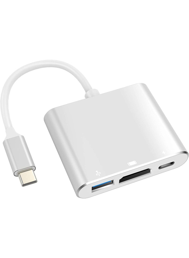 شابية محول USB-C إلى HDTV، محول USB من النوع C، محول AV متعدد المنافذ مع منفذ إخراج 4K HDTV ومنفذ شحن سريع 3.0، متوافق مع MacBook Pro و MacBook Air 2019/2018 و iPad Pro 2019 (فضي) - Image 1