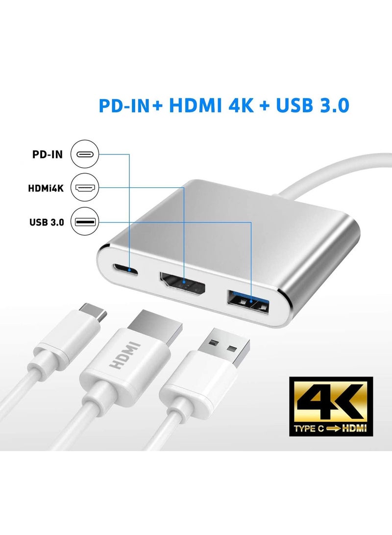 شابية محول USB-C إلى HDTV، محول USB من النوع C، محول AV متعدد المنافذ مع منفذ إخراج 4K HDTV ومنفذ شحن سريع 3.0، متوافق مع MacBook Pro و MacBook Air 2019/2018 و iPad Pro 2019 (فضي) - Image 2