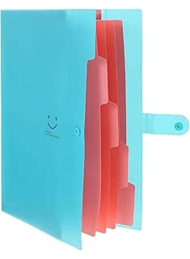 A4 Expanding Accordion Folder with 5 Pockets Plastic Document Organizer for Office School - Image 1