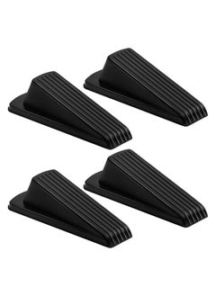 sokany 4 Packs Door Stoppers, Large Rubber Door Stoppers Wedge with Multi Surface Design, Door Stoppers for Bottom, Prevent the Lock-Outs, Floor Sturdy Stackable Door Stop (Black)  - Image 1