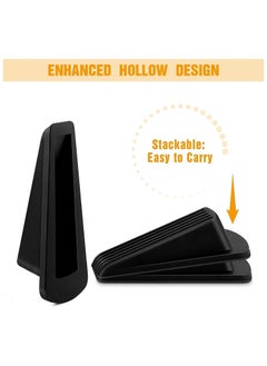 sokany 4 Packs Door Stoppers, Large Rubber Door Stoppers Wedge with Multi Surface Design, Door Stoppers for Bottom, Prevent the Lock-Outs, Floor Sturdy Stackable Door Stop (Black)  - Image 4