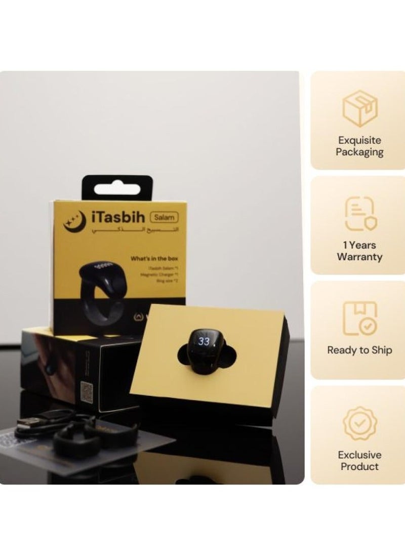 iTasbih Smart Islamic Tasbih Ring – Alerts for Dhikr and Prayer Times, Long Battery Life, Water and Dust Resistant – Size 18–20  - Image 5