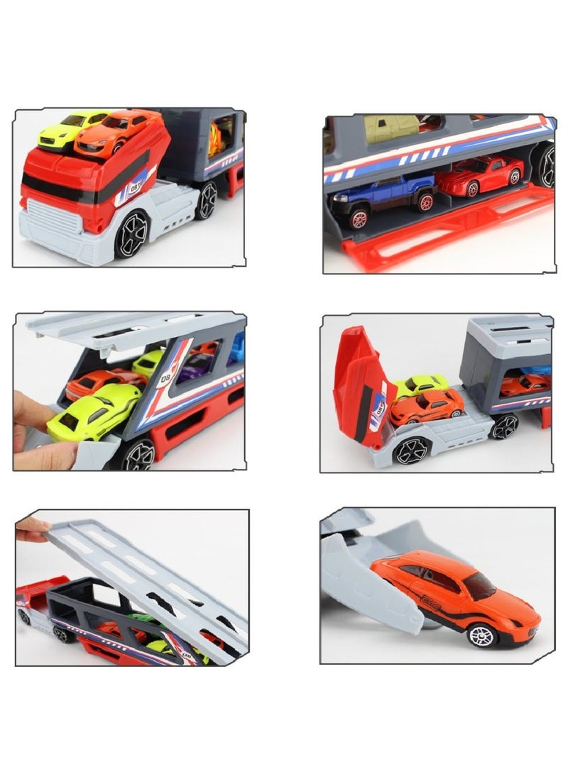 Toy Box Diecast Container Truck With Pullback Cars Toys And Helicopter Platy Set For Kids  - Image 5