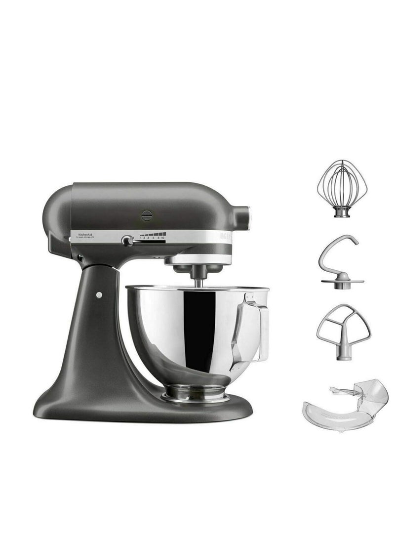 KitchenAid UK Stand Mixer With Pouring Shield, 275 W, Slate 4.3L 275 W 5KSM95PSBCU Contour Silver - Image 1