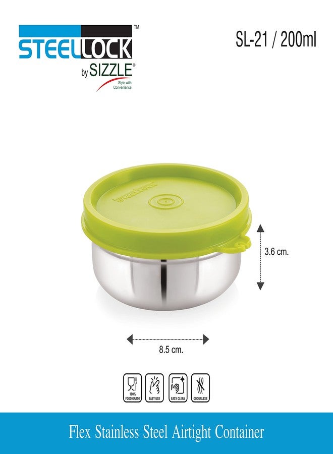 STEELLOCK Stainless Steel Airtight Container | Leak Proof Container/Storage/Lunch Box with Lid | BPA Free, Durable & Rust-Proof | SL-21-set of 4, 200ml each, Green - Image 4