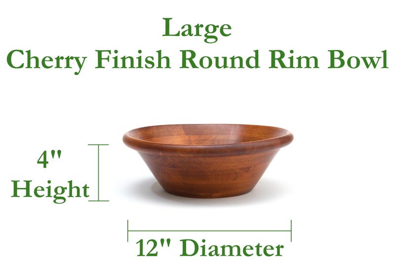 Lipper International Cherry Finished Round Rim Bowl for Salads or Fruit, 12" Diameter x 4" Height, Single Bowl - Image 2