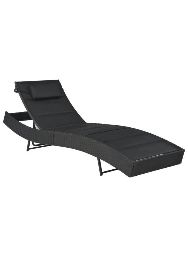 vidaxl vidaXL Sun Lounger Poly Rattan and Textilene Black  - Image 1