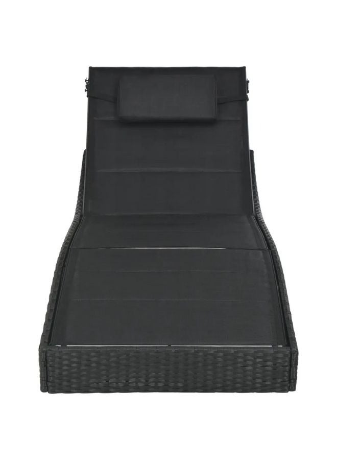 vidaxl vidaXL Sun Lounger Poly Rattan and Textilene Black  - Image 2