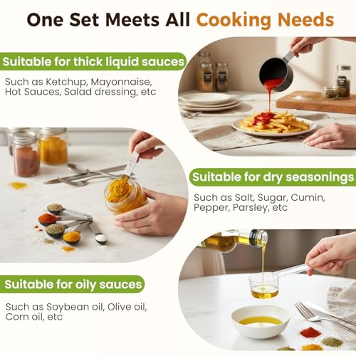 THLHKD 16PCS Measuring Cups and Spoons Set, Measuring Spoon Set with Metric and US Measurements, Fits for Measuring Dry and Liquid - Black - Image 5
