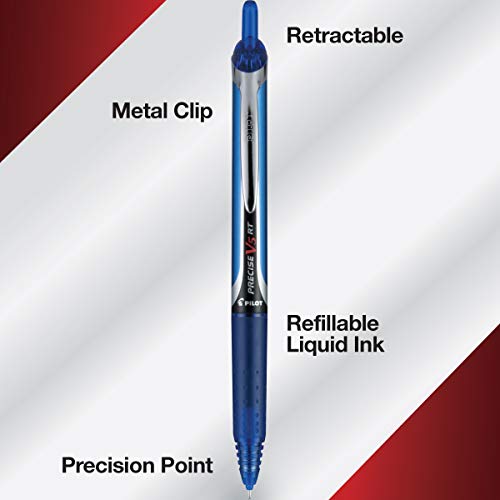 Pilot Precise V5 RT Refillable & Retractable Rollerball Pens, Extra Fine Point Pens 0.5 mm, Blue, Pack of 12 - Ideal for School, Journaling & Office Writing - Image 3