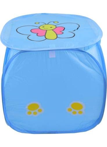 GREEN DAYS GREENDAYS Collapsible Laundry Basket Large Enough to Hold 50 L Clothes with Durable Handle Plastic Washable BlueButterfly Print  - Image 2