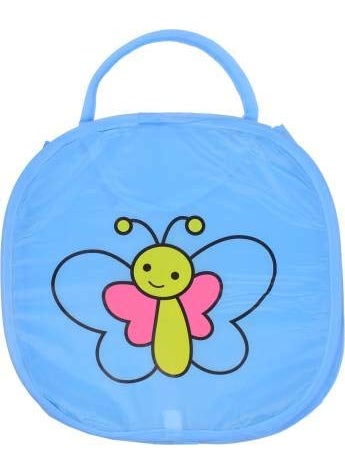 GREEN DAYS GREENDAYS Collapsible Laundry Basket Large Enough to Hold 50 L Clothes with Durable Handle Plastic Washable BlueButterfly Print  - Image 1