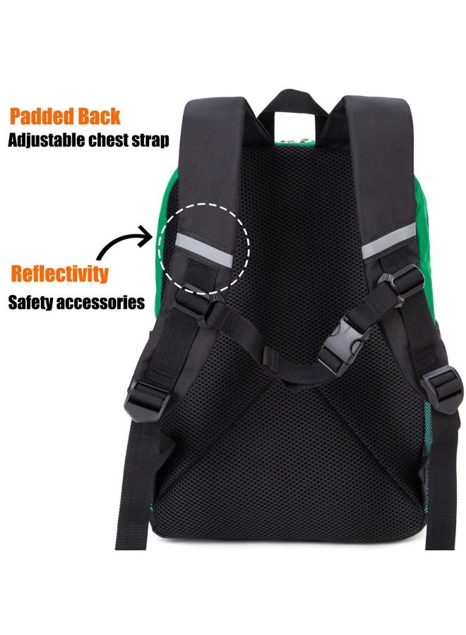 HawLander Little Kids Backpack for Boys Toddler School Bag Fits 3 to 6 years old Green - Image 3