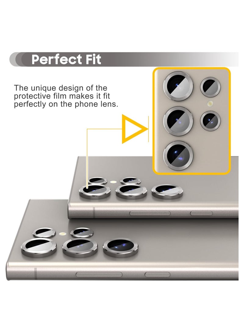 إلترازون 2-Pack for Samsung Galaxy S24 Ultra Camera Lens Protector, 9H Tempered Glass Protective Lens Flim for Samsung Galaxy S24 Ultra Camera Lens Cover-Gray+Gray - Image 3