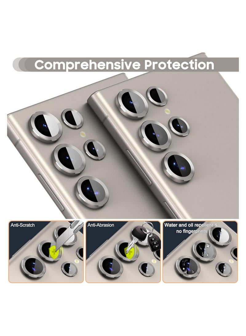 إلترازون 2-Pack for Samsung Galaxy S24 Ultra Camera Lens Protector, 9H Tempered Glass Protective Lens Flim for Samsung Galaxy S24 Ultra Camera Lens Cover-Gray+Gray - Image 4