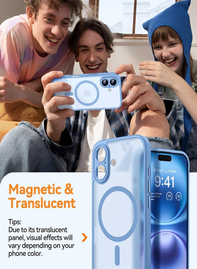 CANSHN Magnetic for iPhone 16 Case, Upgraded [Full Camera Protection] [Compatible with Magsafe] [Translucent Matte] Shockproof Protective Phone Case for iPhone 16 - Light Blue - Image 3