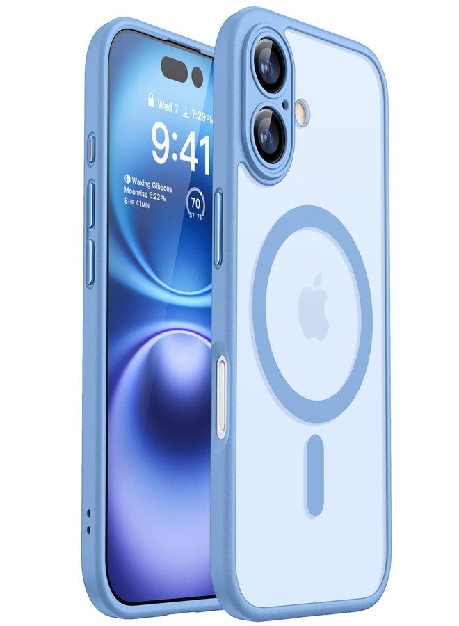 CANSHN Magnetic for iPhone 16 Case, Upgraded [Full Camera Protection] [Compatible with Magsafe] [Translucent Matte] Shockproof Protective Phone Case for iPhone 16 - Light Blue - Image 1