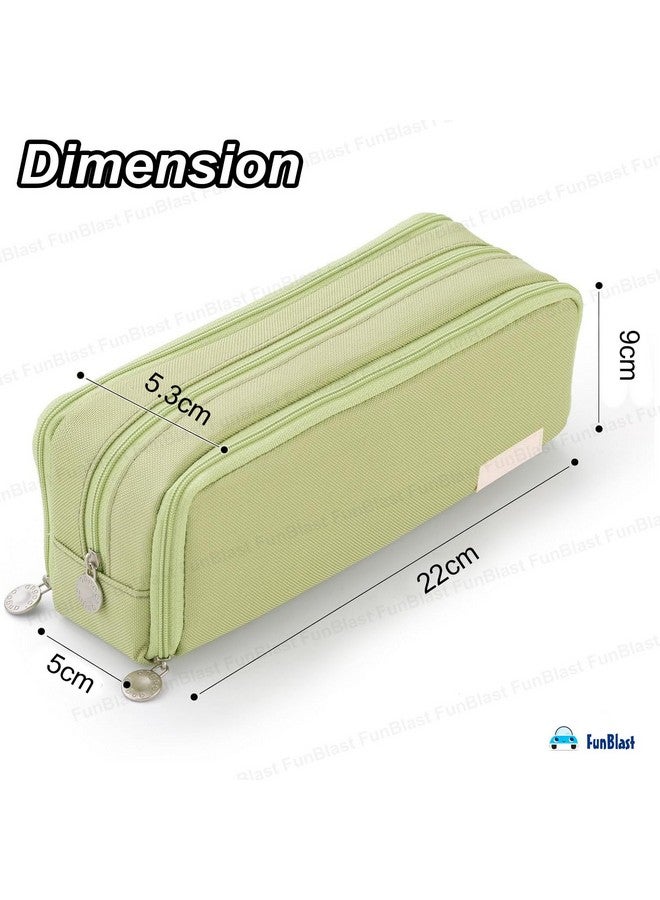 FunBlast Pencil Pouch for Girls & Boys - Large Capacity Pencil Case, Multipurpose Zipper Pencil Pouches, Aesthetic Pouch for School Kids College Students, Stationery Organizer Pouch (Sea Green) - Image 2