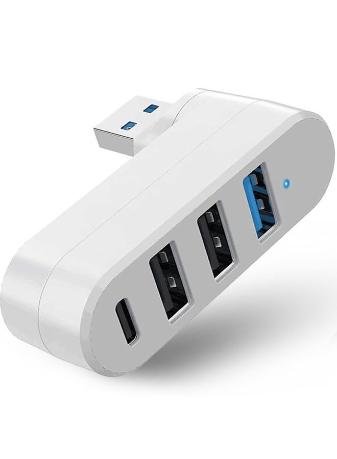 VIENON 4-Port USB 3.0 Hub [90/180 Rotatable], USB Splitter with 3 USB Ports & 1 USB C Power/Data Port, USB Extender for Laptops, Cars, iMac, MacBook Air, MacBook Pro - Image 1