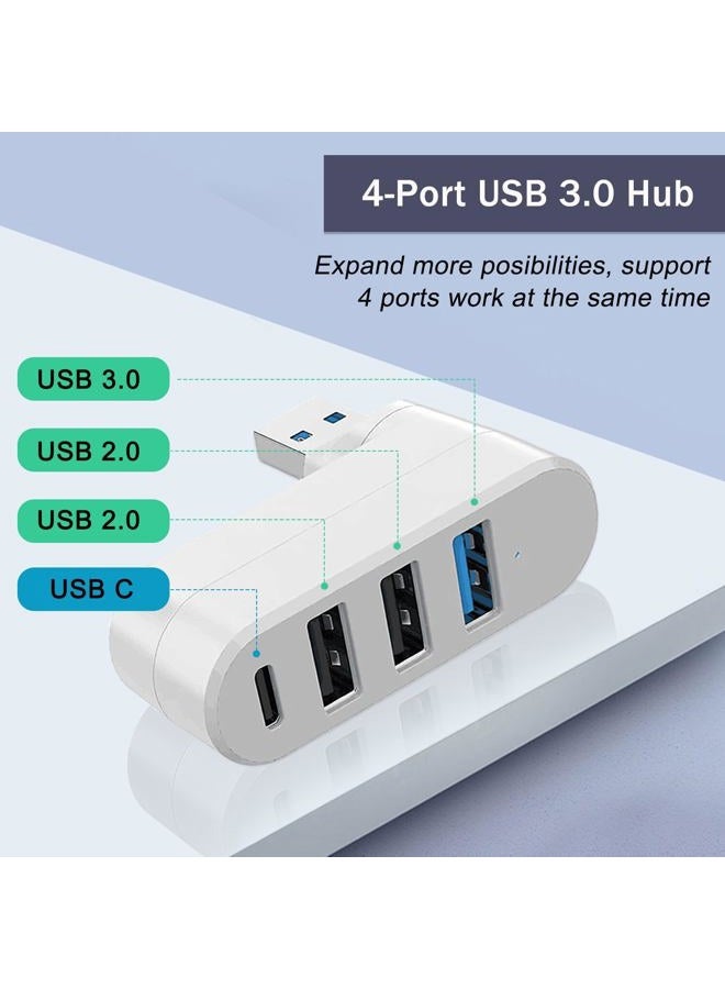 VIENON 4-Port USB 3.0 Hub [90/180 Rotatable], USB Splitter with 3 USB Ports & 1 USB C Power/Data Port, USB Extender for Laptops, Cars, iMac, MacBook Air, MacBook Pro - Image 2