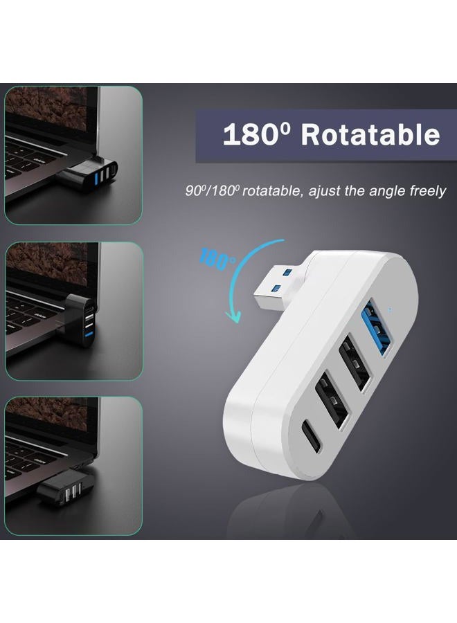 VIENON 4-Port USB 3.0 Hub [90/180 Rotatable], USB Splitter with 3 USB Ports & 1 USB C Power/Data Port, USB Extender for Laptops, Cars, iMac, MacBook Air, MacBook Pro - Image 3
