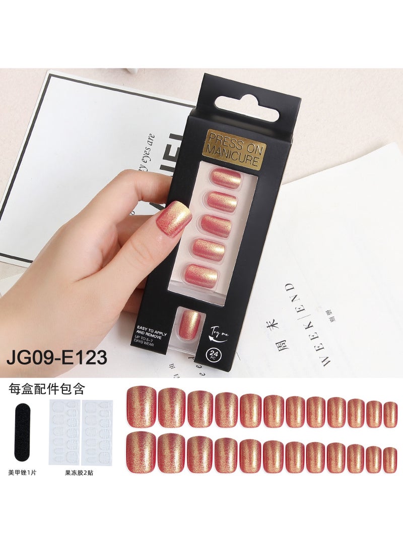 Generic Press On Nails, 24 Gel False Nails Kit, Reusable Stick On Nails in variable Sizes, French Style, Polar Light,Full Well Tips, False Nails press on, impress nails, stick on nails - Image 1